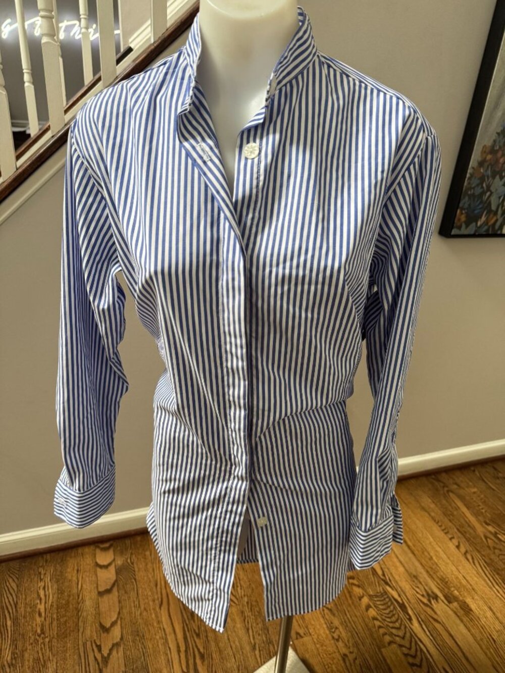 NWT FKSP Striped Tie Belt Detail Shirt Dress Blue 100% Cotton XS
